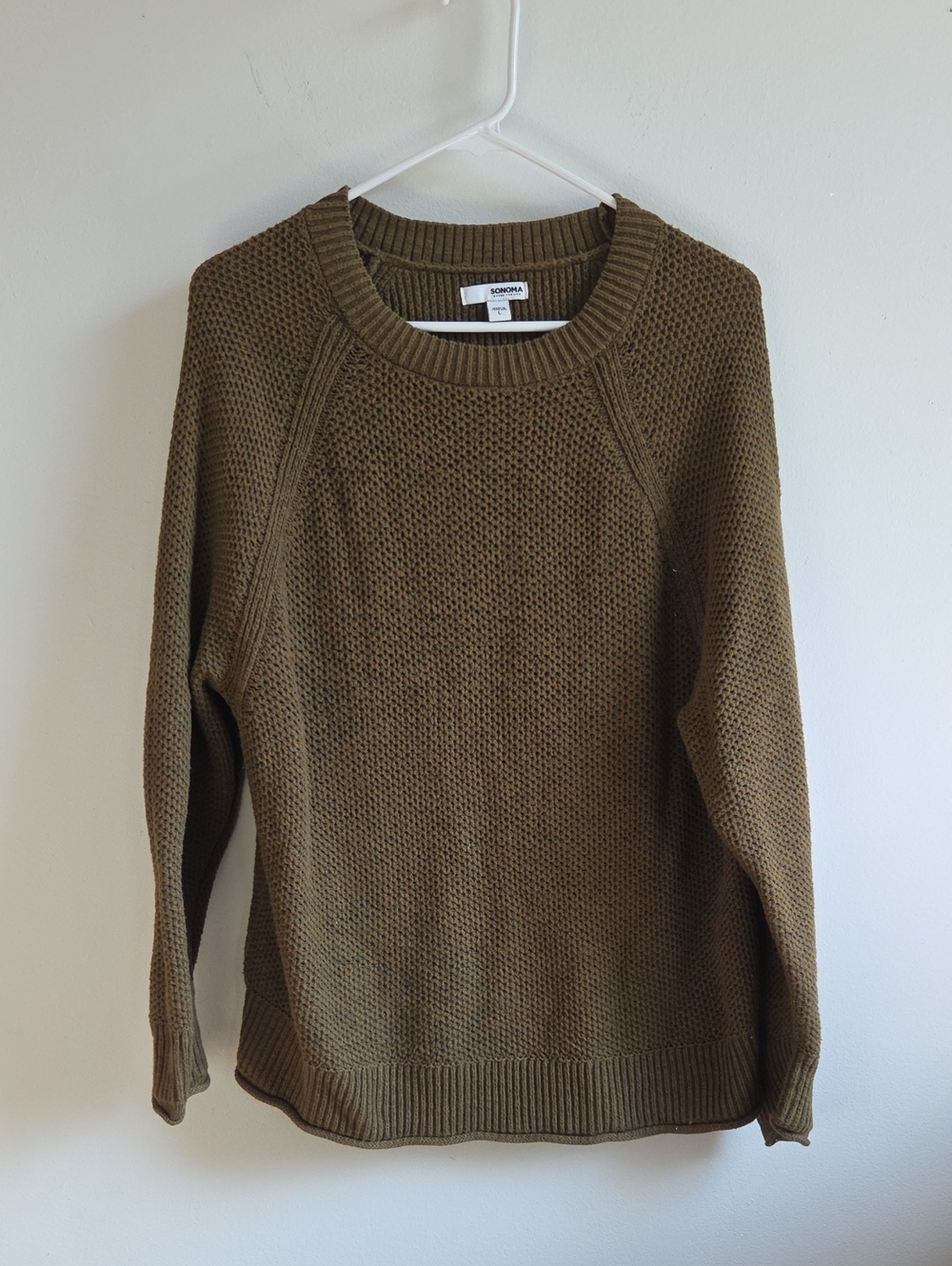 Sonoma Olive Green Crewneck Textured Knit Sweater